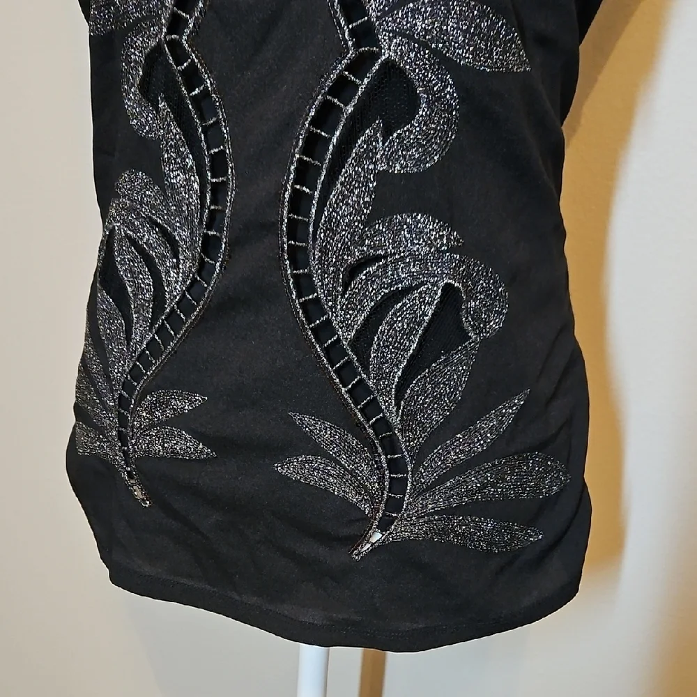 Express Black Sequin Embellished Tank Top XS